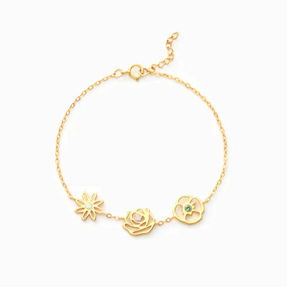 PERSONALISED BIRTH FLOWERS BRACELET-PERFECT GIFT FOR MOM/WIFE