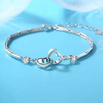 For Love - Distance and Time Will Never Break us Apart Heart to Heart Bracelet