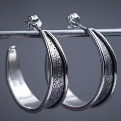 Vintage Hammered Handmade Hoop Earrings