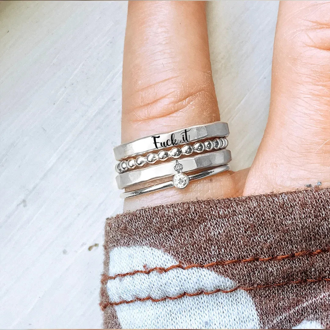FUCK IT STACKED RING - 4 RINGS SET