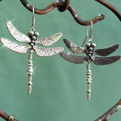 Elegant Vintage Dragonfly Drop Earrings