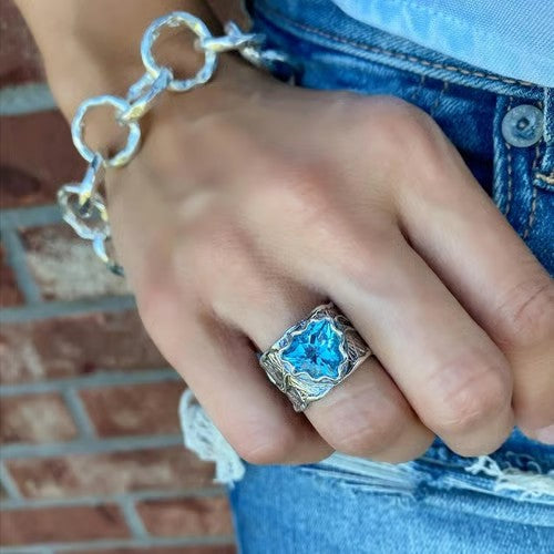 Blue Zircon Creative Ring