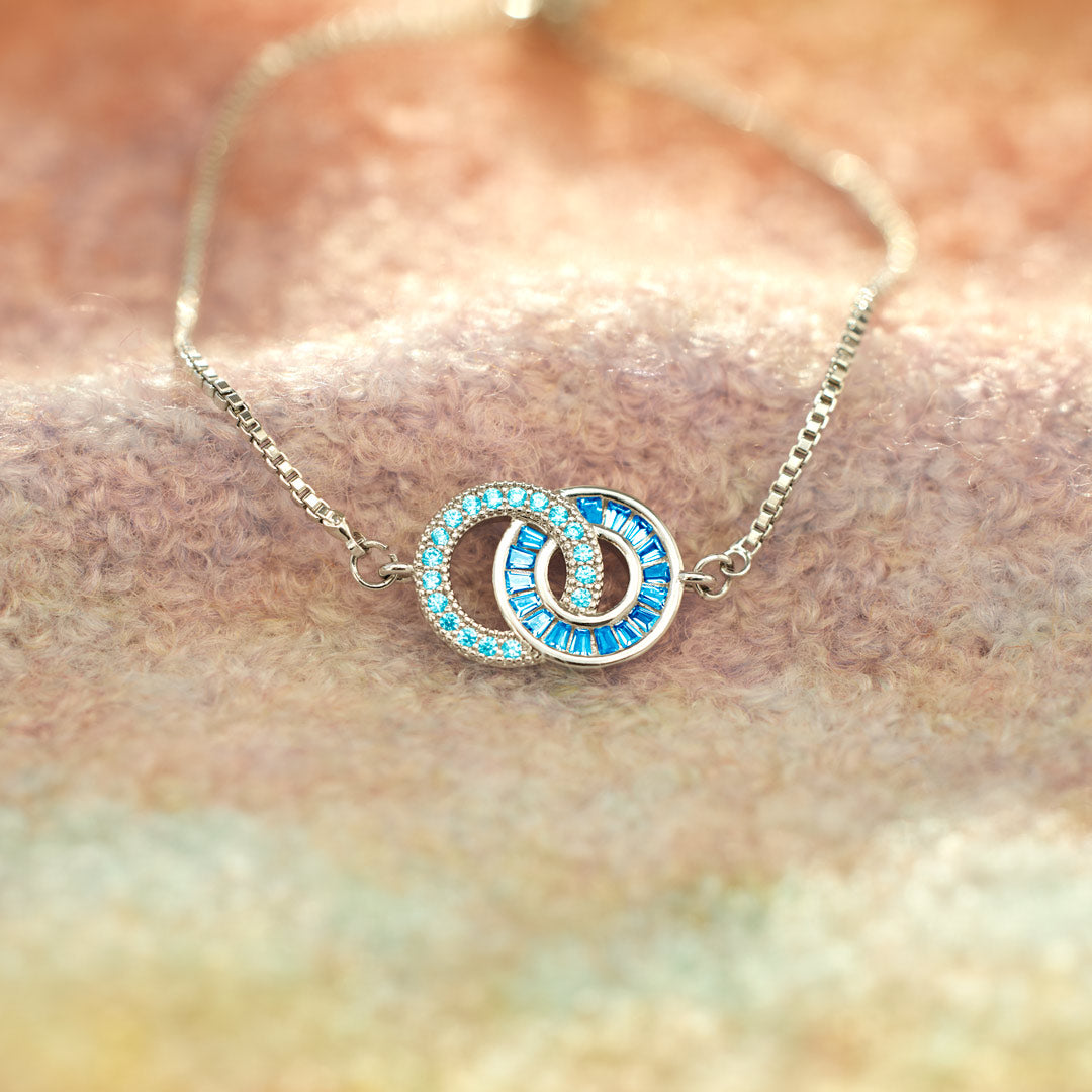 For Friend - Not Sisters By Blood But Sisters By Heart Birthstone Linking Circles Bracelet