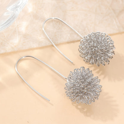 Handcrafted Silver Wire Flower Drop Earrings
