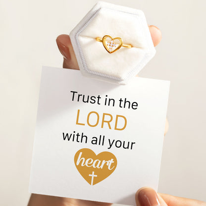 Trust In the Lord Cross In Heart Ring