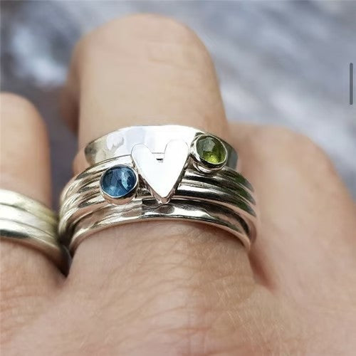 Vintage Silver Color Heart Cubic Zircon Ring