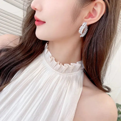 18K Gold-Plated Exquisite Crystal Heart Wheat Earrings
