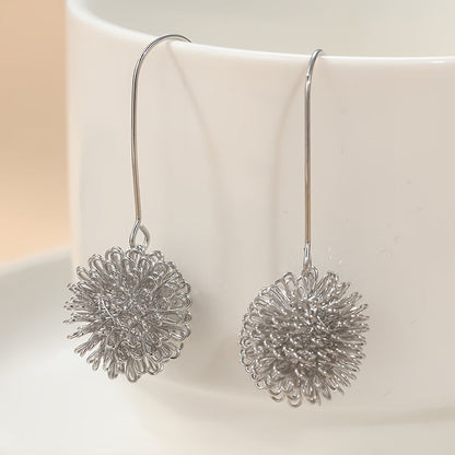 Handcrafted Silver Wire Flower Drop Earrings