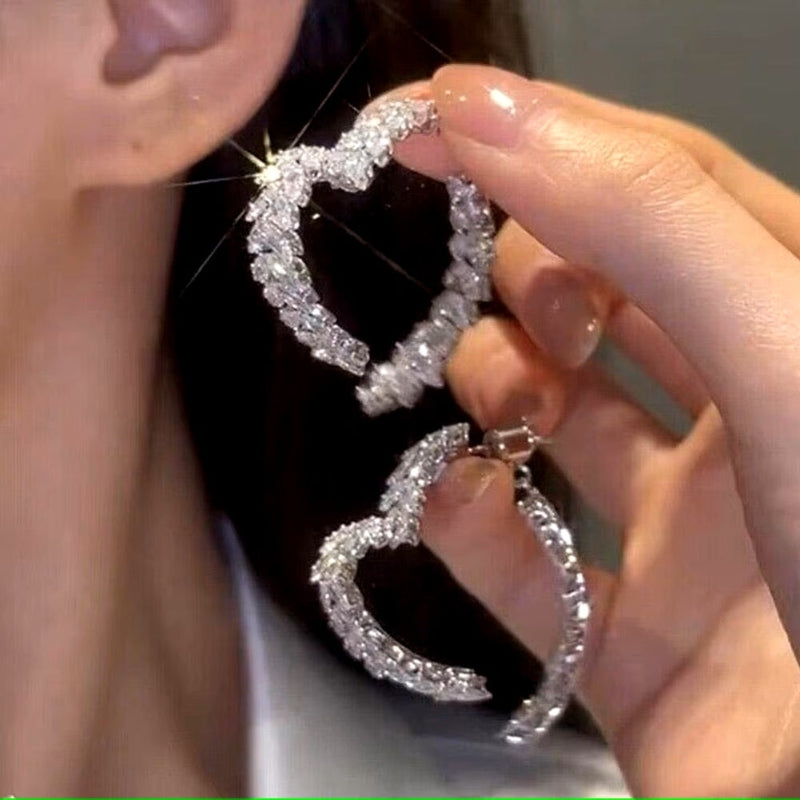 14K Gold-Plated Exquisite Crystal Heart Wheat Earrings
