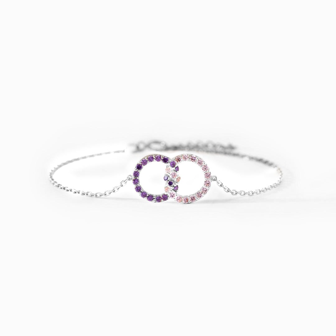 Mother & Daughter Birthstone Knitted Interlocking Bracelet