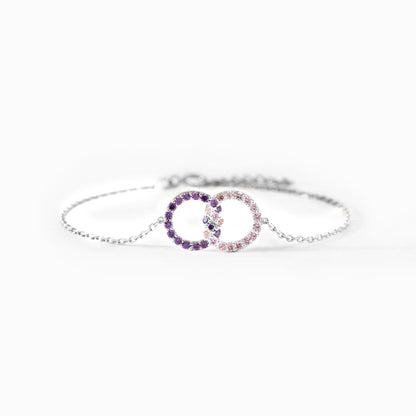 Mother & Daughter Birthstone Knitted Interlocking Bracelet