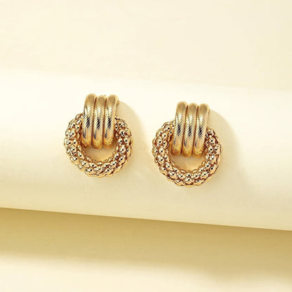 Elegant Circle Design Gold-Tone Geometric Earrings