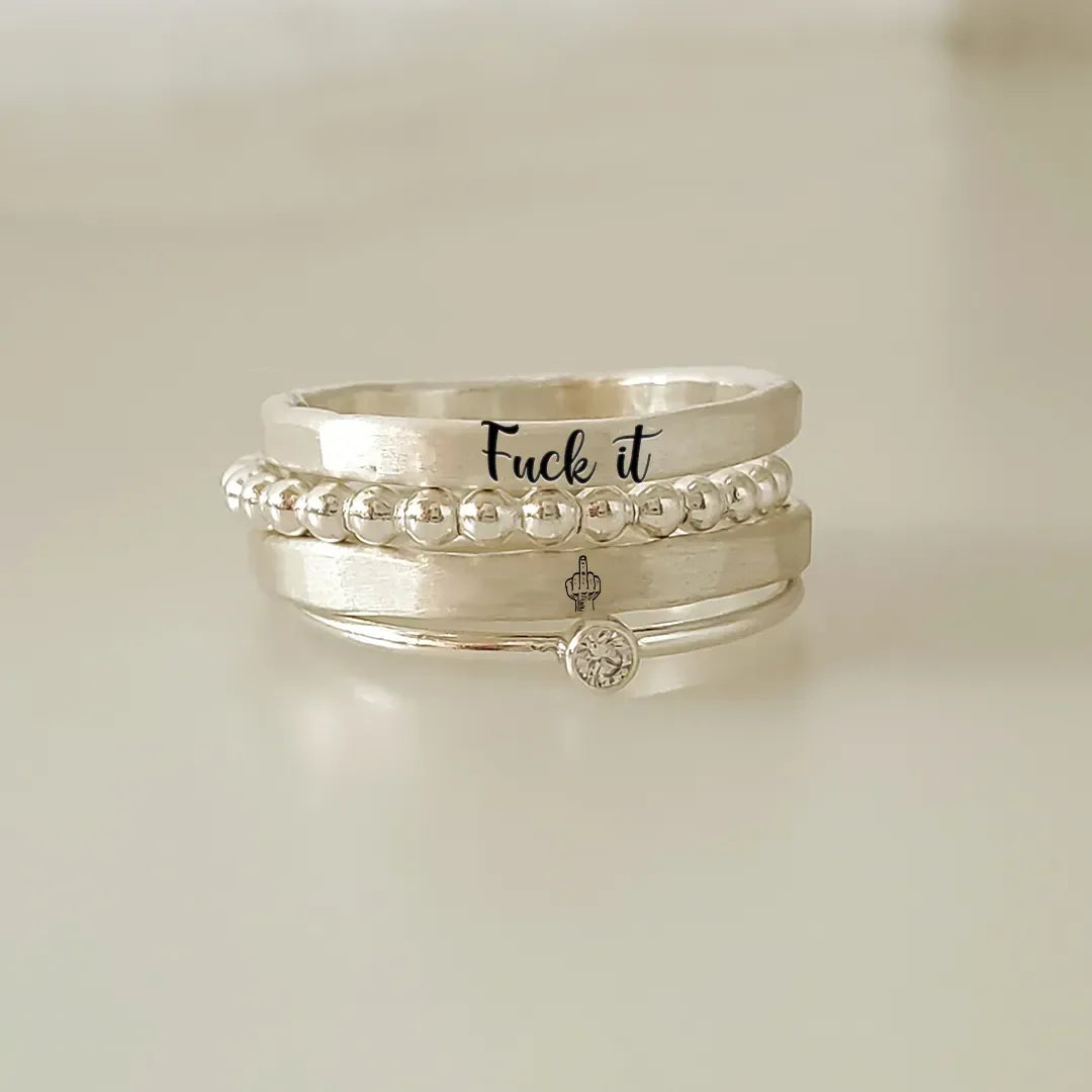 FUCK IT STACKED RING - 4 RINGS SET
