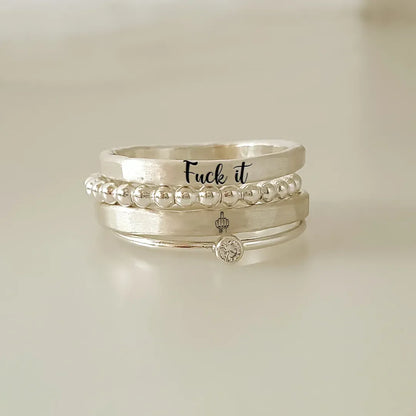 FUCK IT STACKED RING - 4 RINGS SET