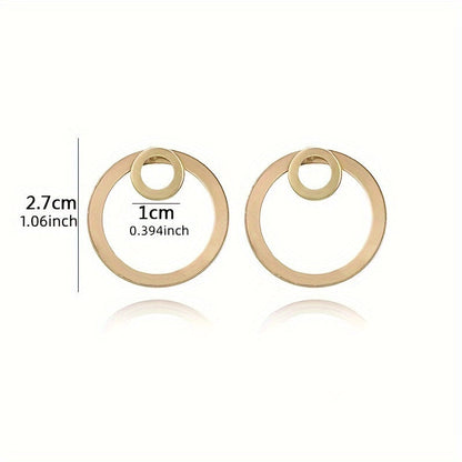 Minimalist Geometric Double Circle Drop Earrings