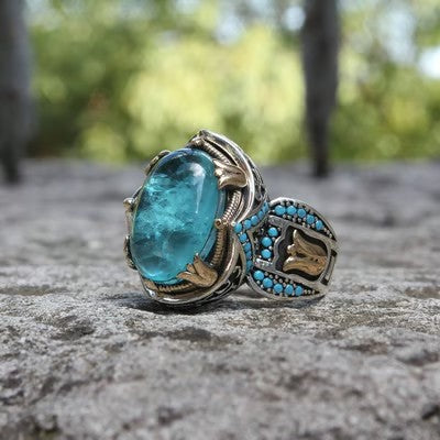 925 Luxury Sapphire Carving Ring