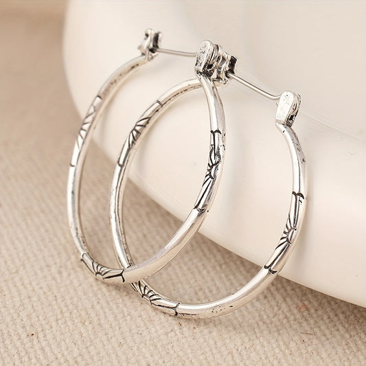 Vintage Artisan Floral Hoop Earrings
