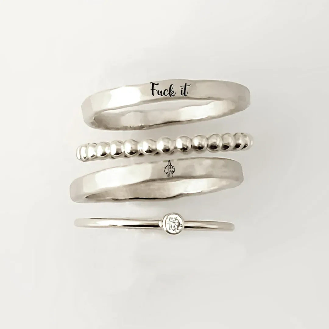 FUCK IT STACKED RING - 4 RINGS SET