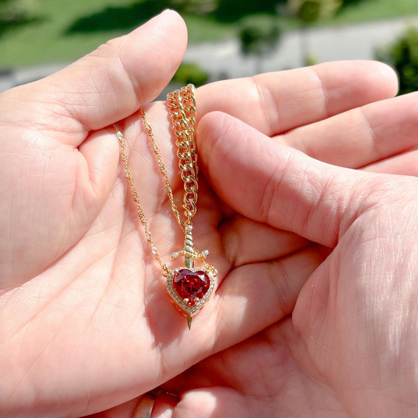 Heart and Sword Pendant Necklace - Couple Necklaces