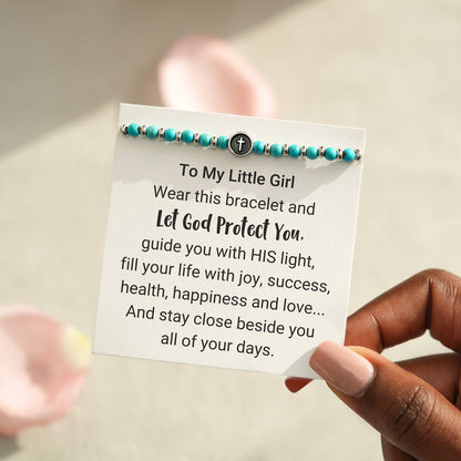 Dear Daughter Turquoise Bead Cross Bracelet