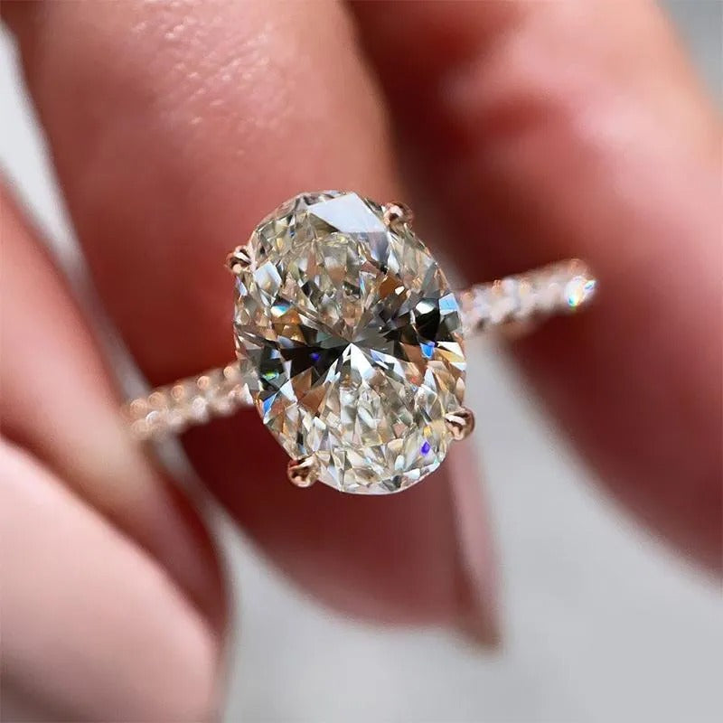 925 Sterling Silver Classic Oval Cut Solitaire Moissanite Ring