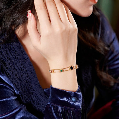 Italian Style Vintage Double-layered Gemstones Bracelet