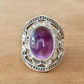 925 Purple Gemstone Flower Ring
