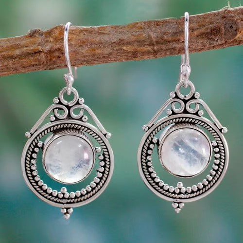 Vintage Rounded Moonstone Earrings