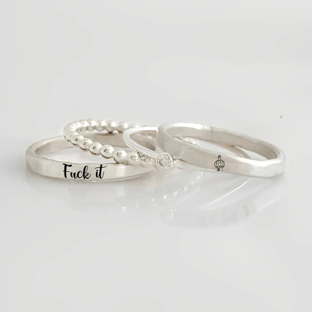 FUCK IT STACKED RING - 4 RINGS SET
