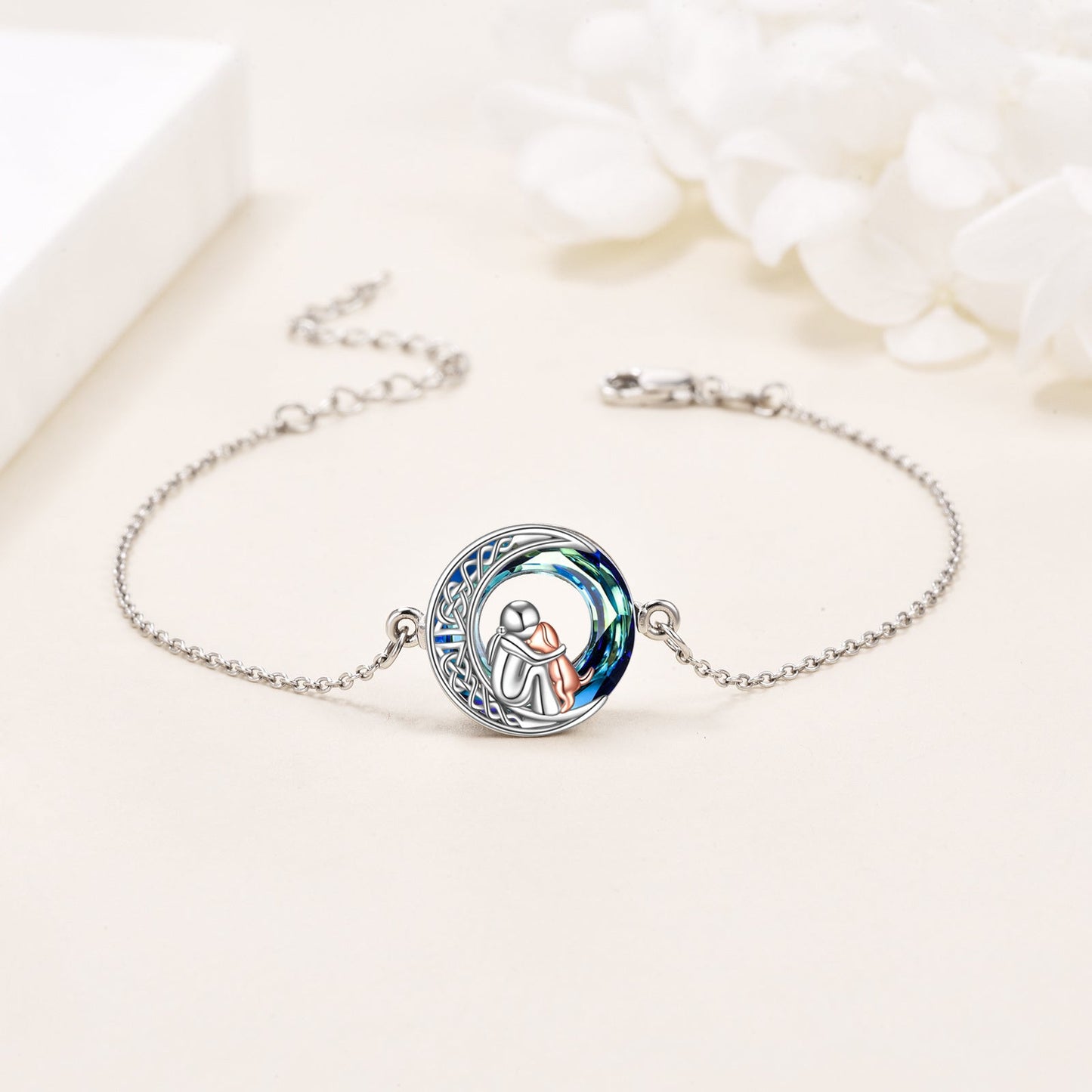 Silver Adjustable Dog Charm Bracelet