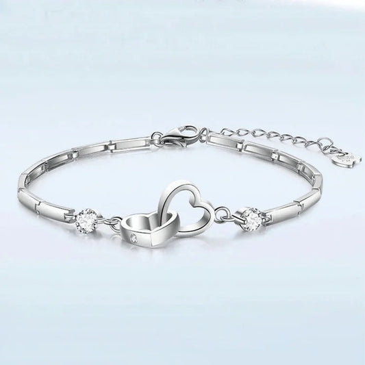 For Love - Distance and Time Will Never Break us Apart Heart to Heart Bracelet