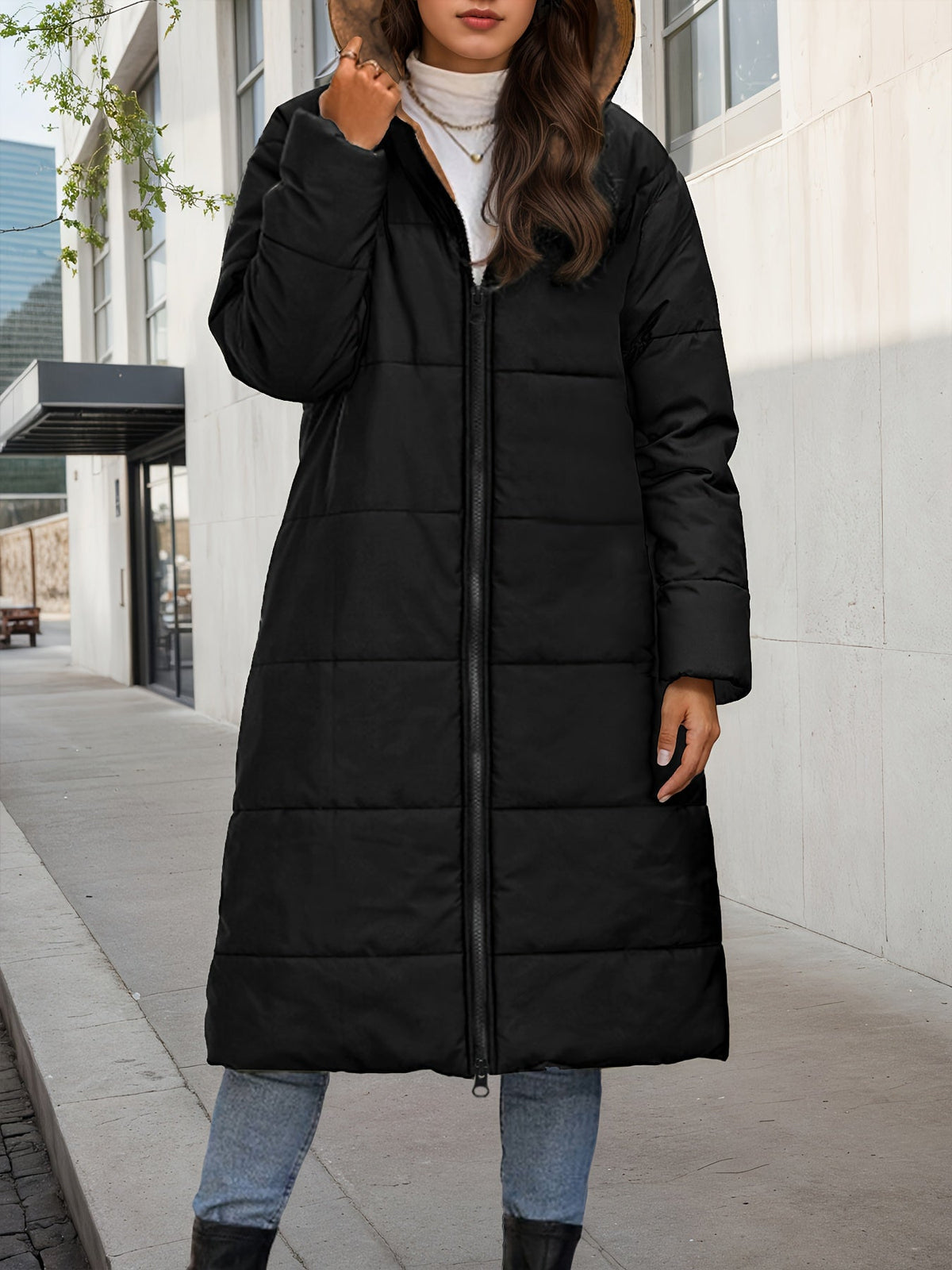 Celeste™ – Plush Quilted Long Hooded Coat