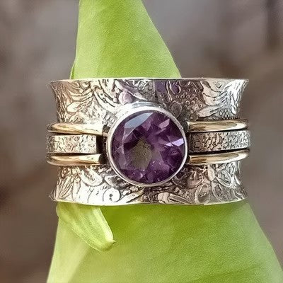 925 BohemianStyle Crystal Meditation Ring