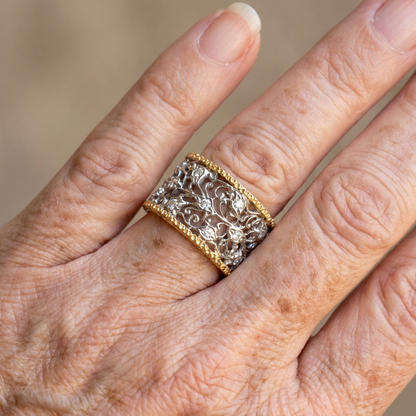 Vintage Zircon Ivy Filigree Ring