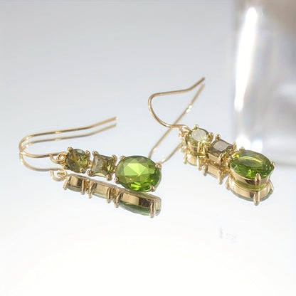 Vintage Bohemian Style Green Zirconia Geometric Earrings