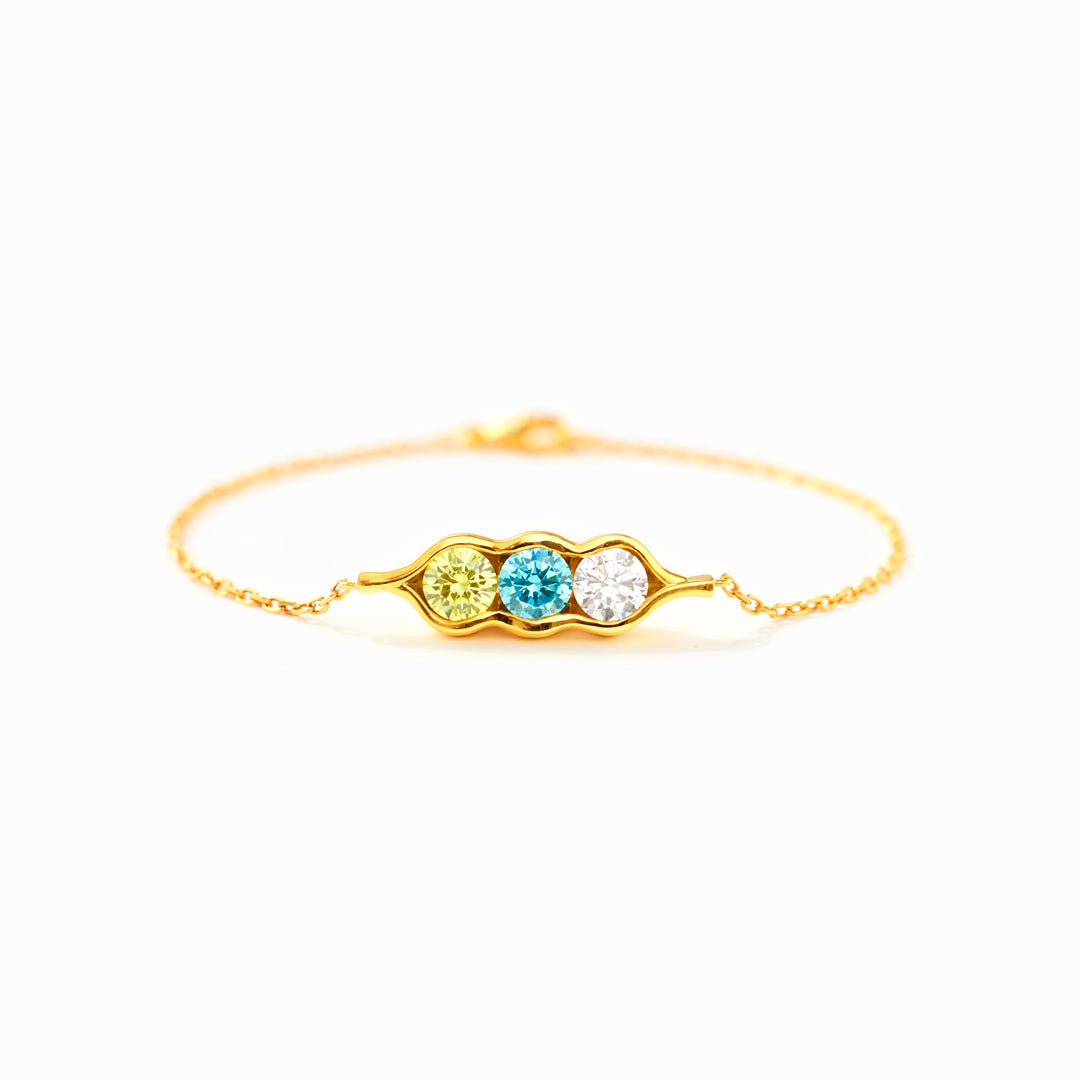 For Friend- We're Peas in a Pod 2-6 Birthstone Bracelet