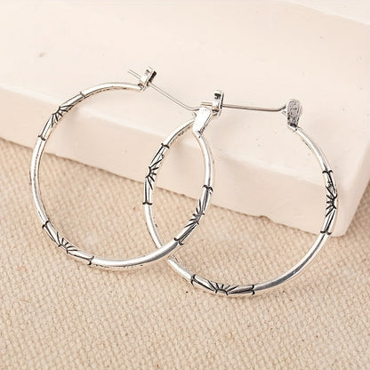 Vintage Artisan Floral Hoop Earrings
