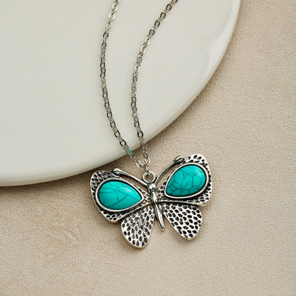 Vintage Bohemian Turquoise Ornament Pendant Necklace