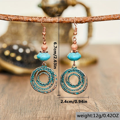 Vintage Red Copper Bohemian Drop Earrings