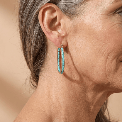 U-Shaped Earrings with Square Synthetic Turquoise