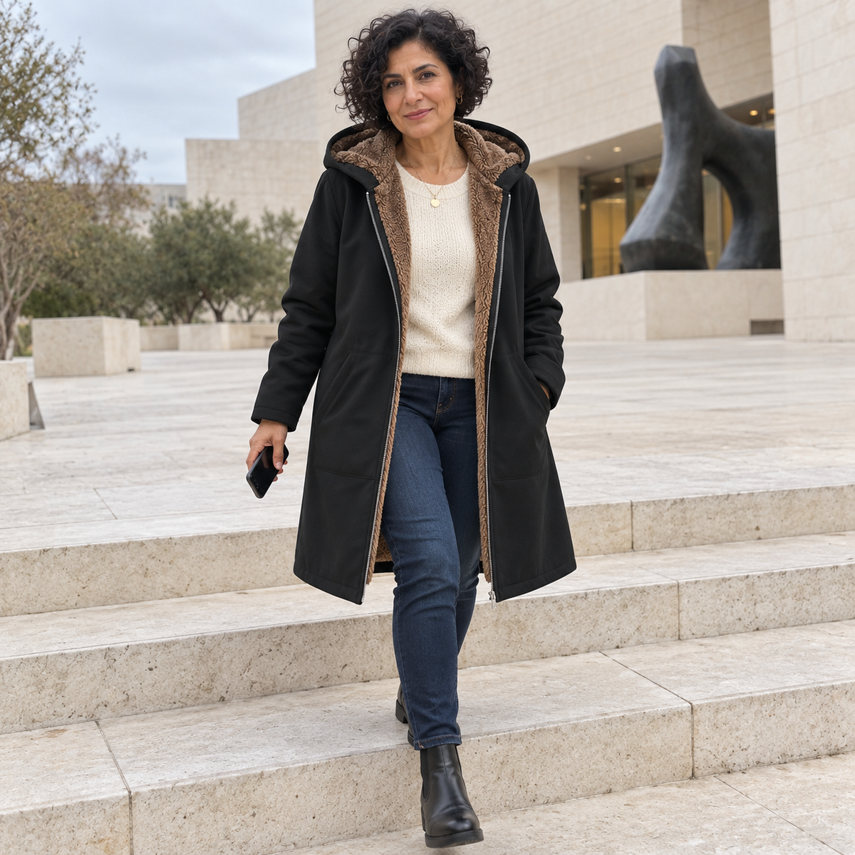 Lillian™ | Cozy Sherpa-Lined Hooded Coat