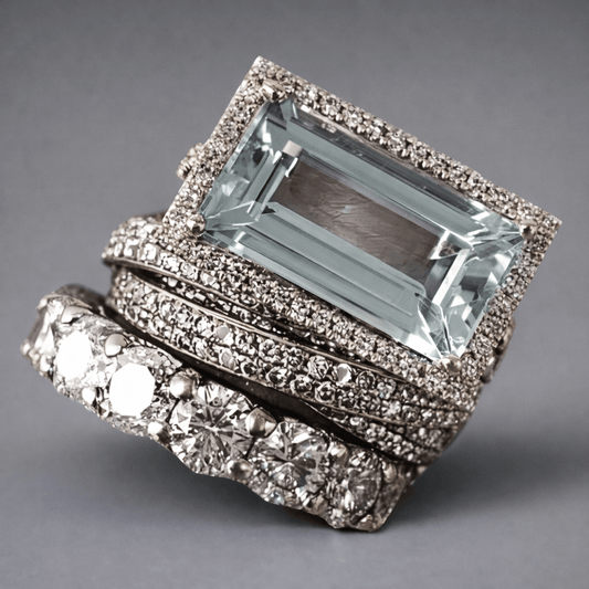 Vintage Silver Turquoise Glass Stackable Ring Set
