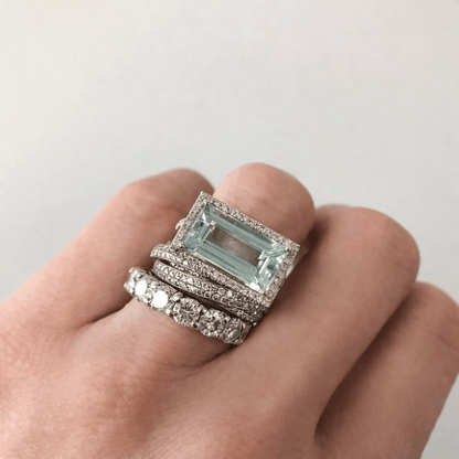 Vintage Turquoise Glass Stackable Ring Set