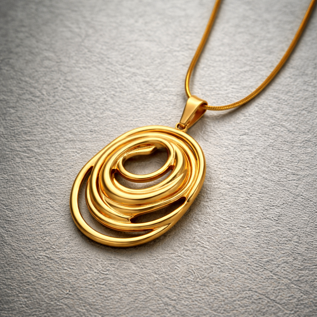 Hollow Geometric Oval Necklace in Gold and Silver