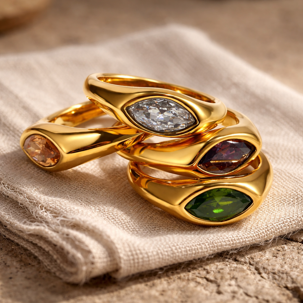 Marquise Gemstone Gold Signet Ring