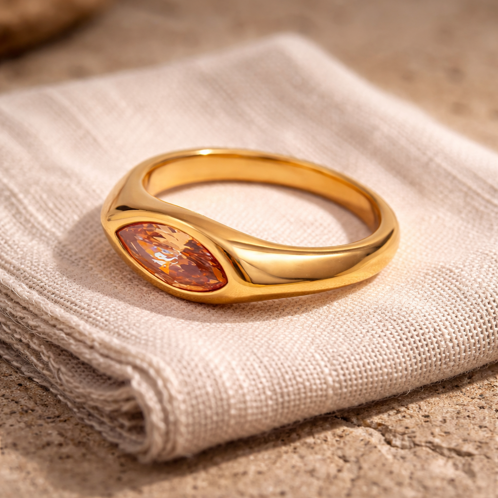 Marquise Gemstone Gold Signet Ring