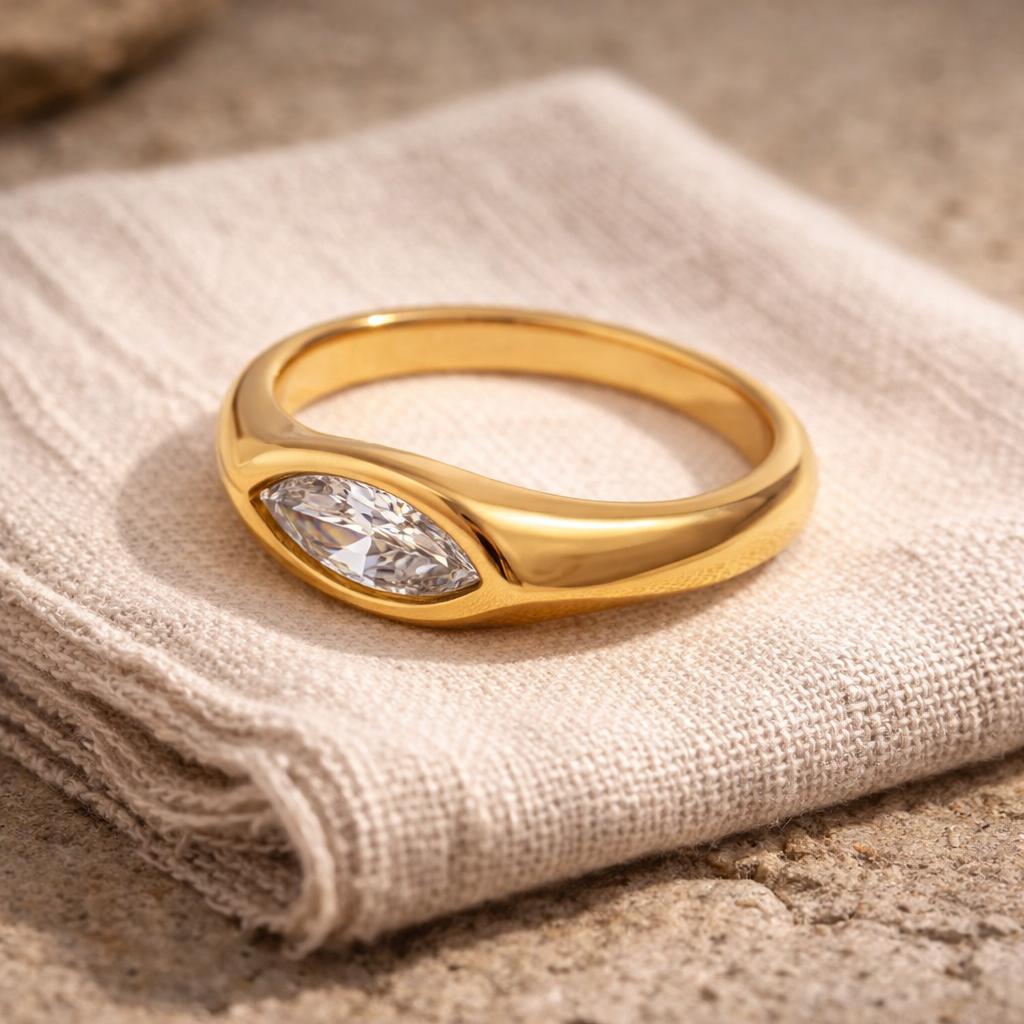 Marquise Gemstone Gold Signet Ring