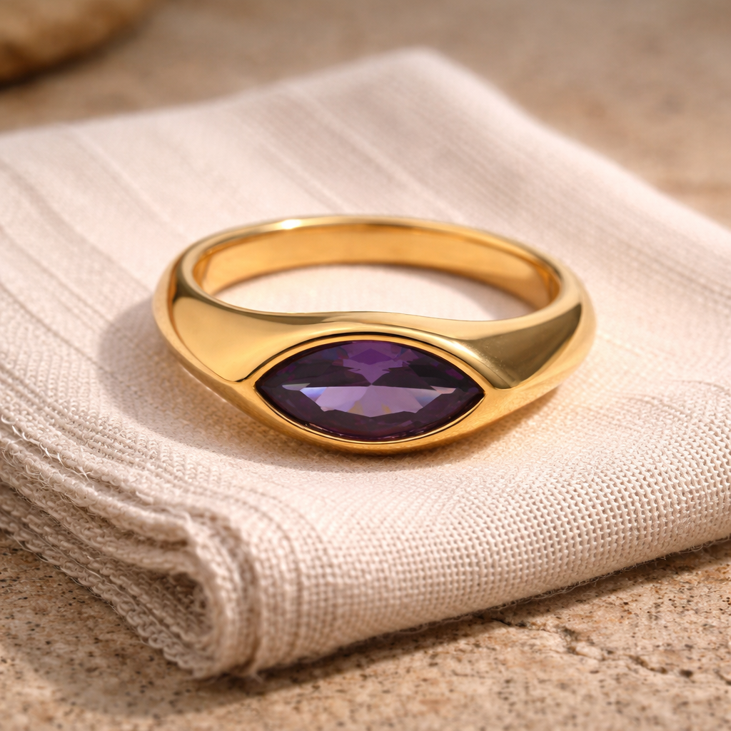 Marquise Gemstone Gold Signet Ring