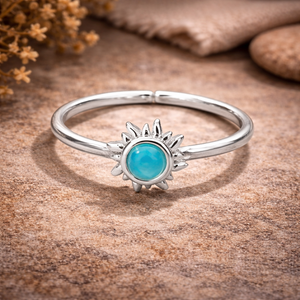 Opal Stone Sun Rings Golden and Silver