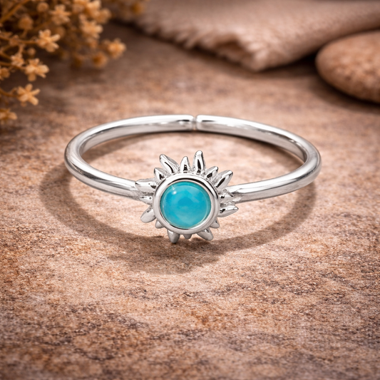 Opal Stone Sun Rings Golden and Silver